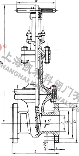 WZ41H波纹管密封闸阀外形结构图
