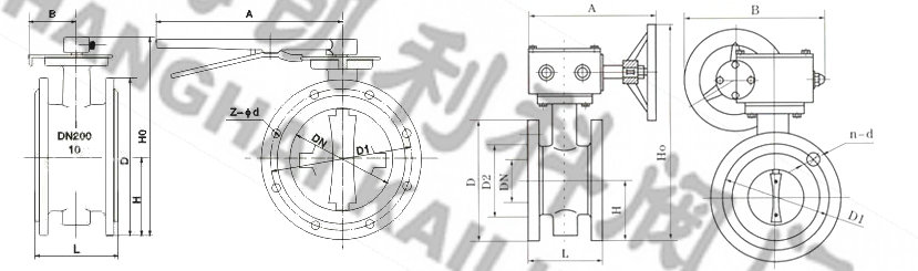 D341X、D41X手动法兰蝶阀外形结构图